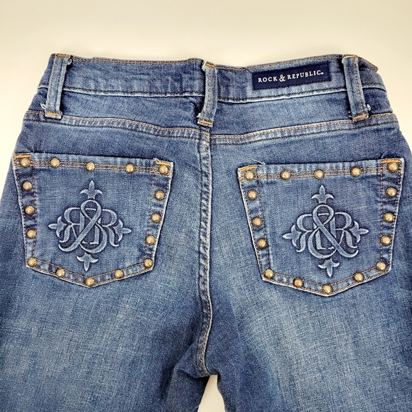 Rock & Republic Kasandra Bootcut Jeans Size 2M~Actual 26×31~Low Rise~Distressed - Picture 7 of 9
